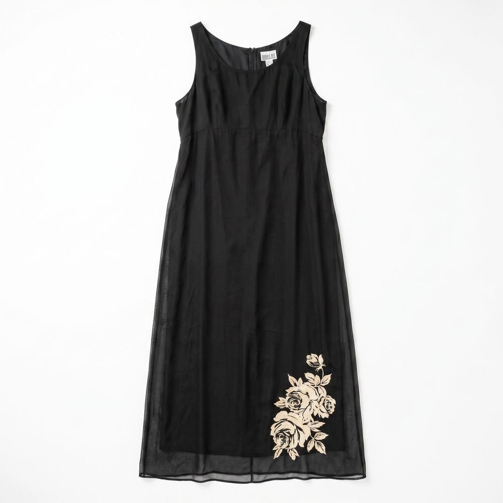 Robbie Bee Black 100% Silk Maxi Dress & Jacket Set | Size 14